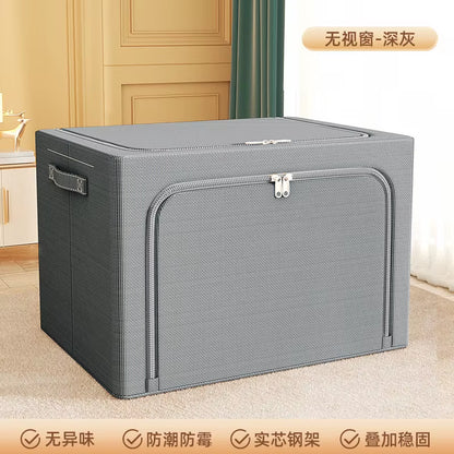 Oxford Cloth Collapsible Storage Box Cloth Steel Frame Large Size Storage Box Clothes Quilt Toys Organizer Box