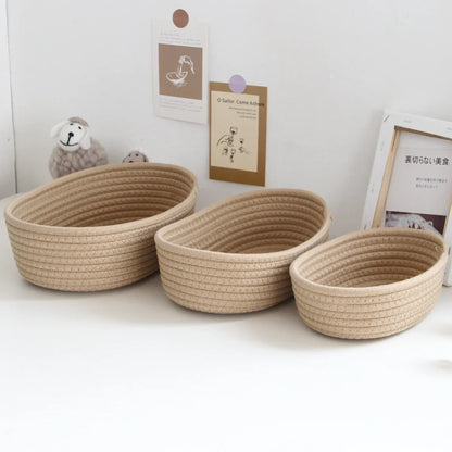 Woven Nordic Cotton Rope Storage Baskets Household Sundries Key Organize Box Women Simple Cosmetics Sorting Deposit Item Supplie