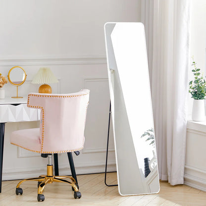 Silver White Modern Rectangular Metal Freestanding Mirrors