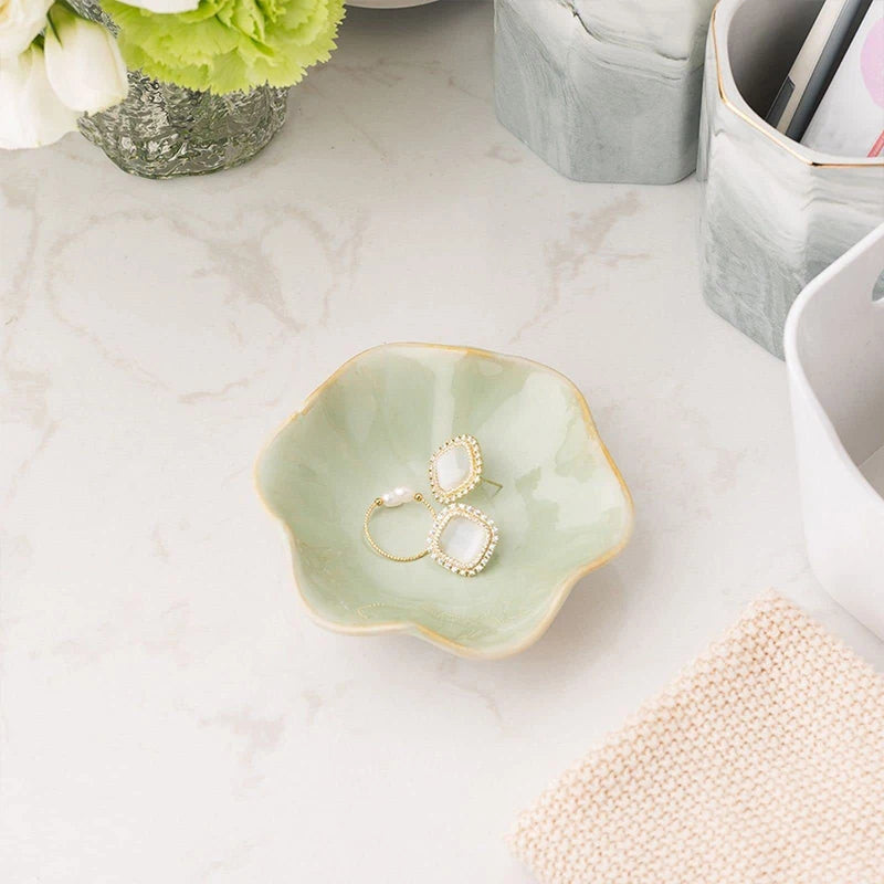 Lotus Jewelry Tray Ceramic Ring Dish Small Key Bowl Cute Ring Holder Trinket Dish Great Jewelry Organizing for Woman