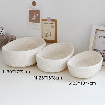 Woven Nordic Cotton Rope Storage Baskets Household Sundries Key Organize Box Women Simple Cosmetics Sorting Deposit Item Supplie