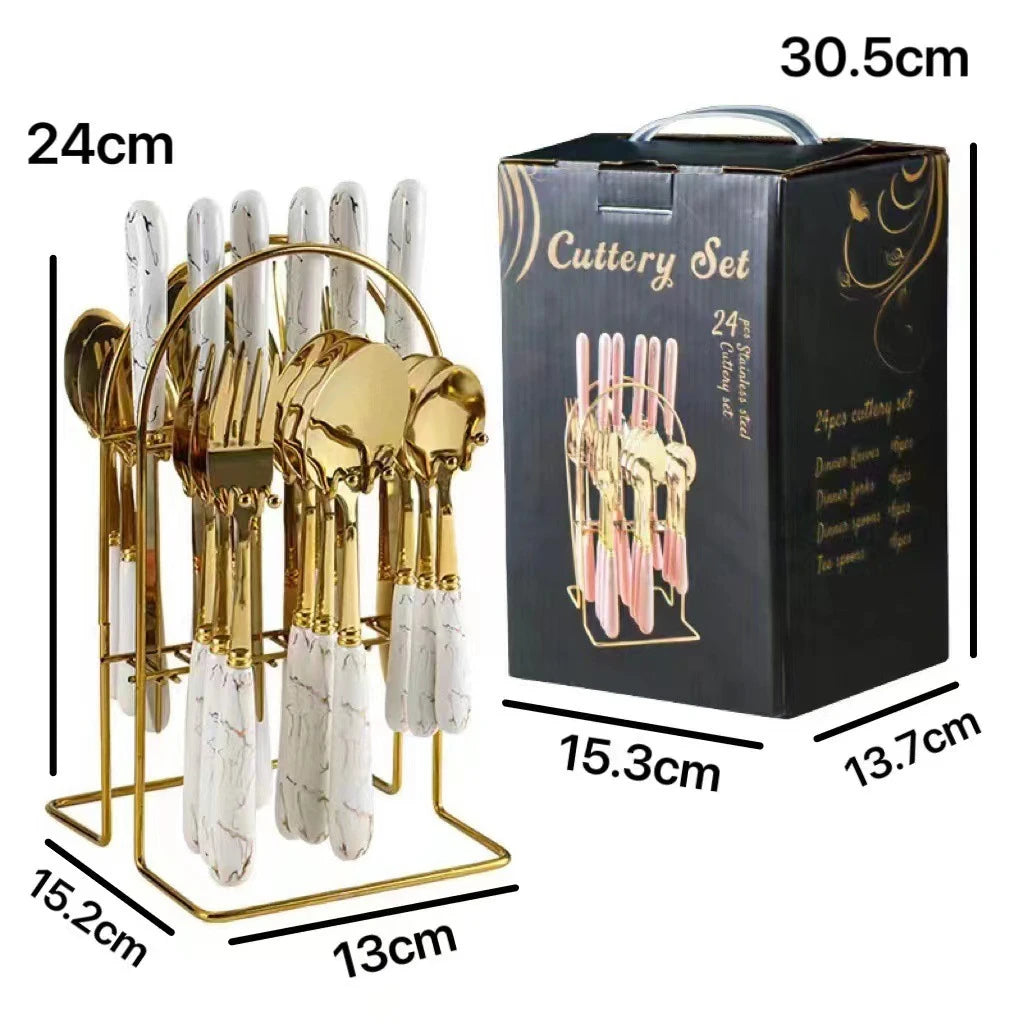 24 Pcs Flatware Set Stainless Steel