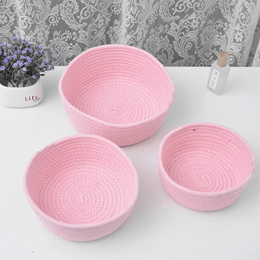 Woven Nordic Cotton Rope Storage Baskets Household Sundries Key Organize Box Women Simple Cosmetics Sorting Deposit Item Supplie