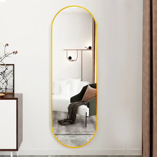 Modern Oval Metal Full Length Wall Mirror