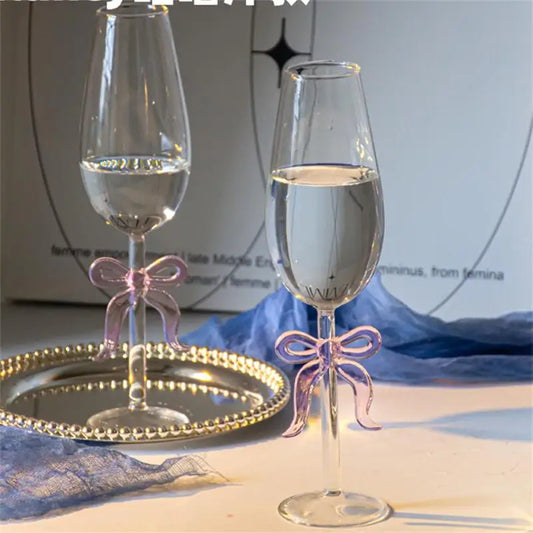 Creative Pink Bow Goblet Champagne Glass