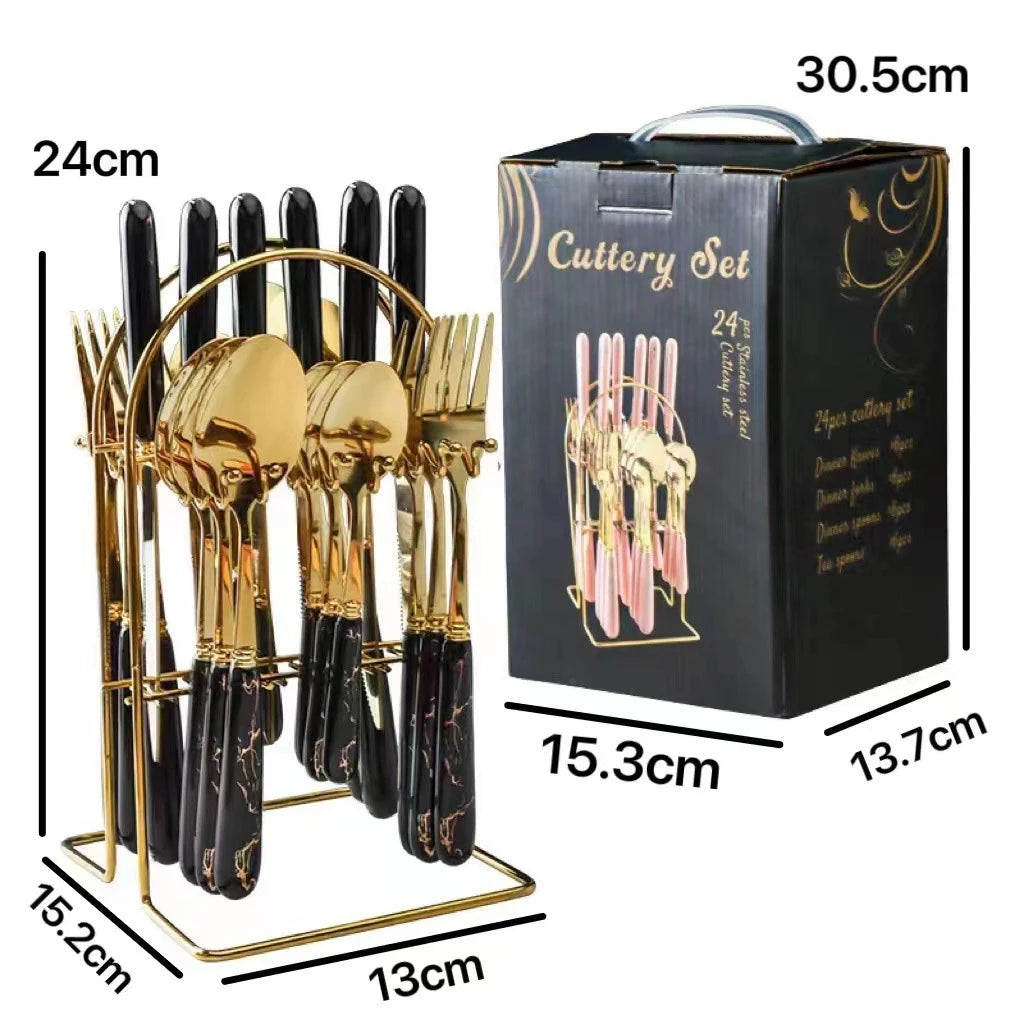 24 Pcs Flatware Set Stainless Steel