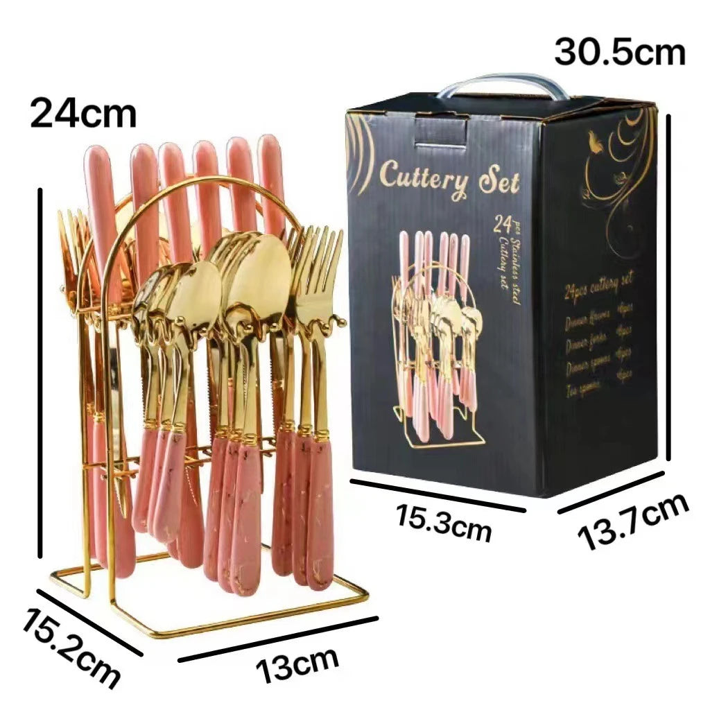 24 Pcs Flatware Set Stainless Steel