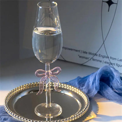 Creative Pink Bow Goblet Champagne Glass