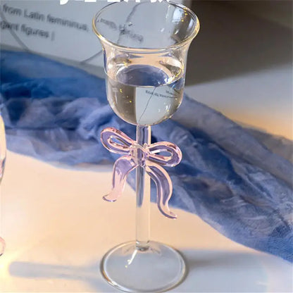 Creative Pink Bow Goblet Champagne Glass