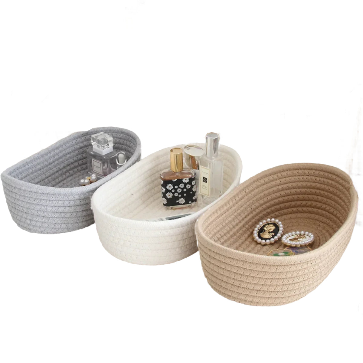 Woven Nordic Cotton Rope Storage Baskets Household Sundries Key Organize Box Women Simple Cosmetics Sorting Deposit Item Supplie