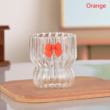 Pink Bow Glass Cute Water Cup